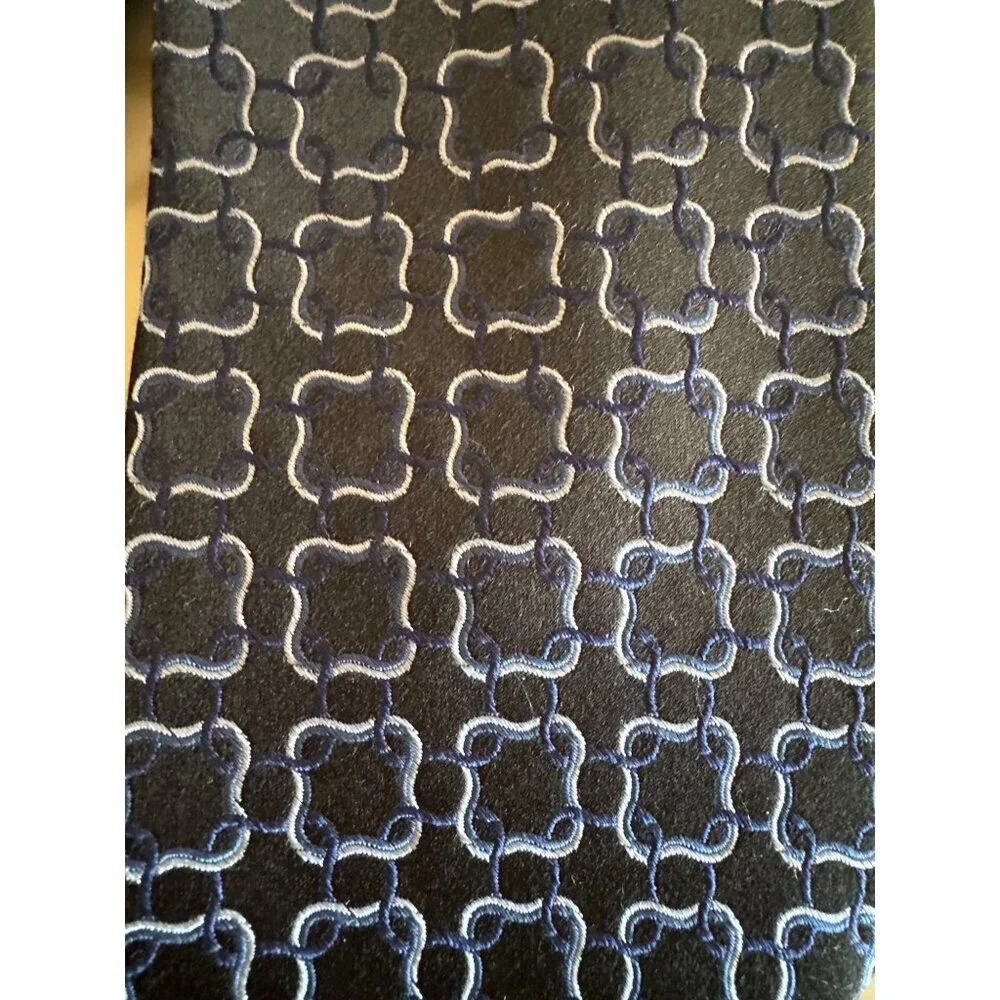 Barbara Blank‎ Black Blue Geometric Silk Neck Tie